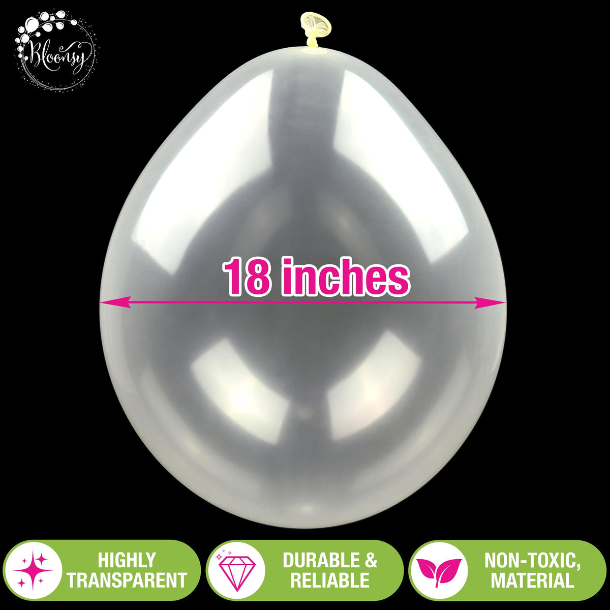 Bloonsy Pro-Grade 18-Inch Clear Latex Balloons (Pack of 10) - Extra-Wi –  Bloonsy - Balloon Stuffing