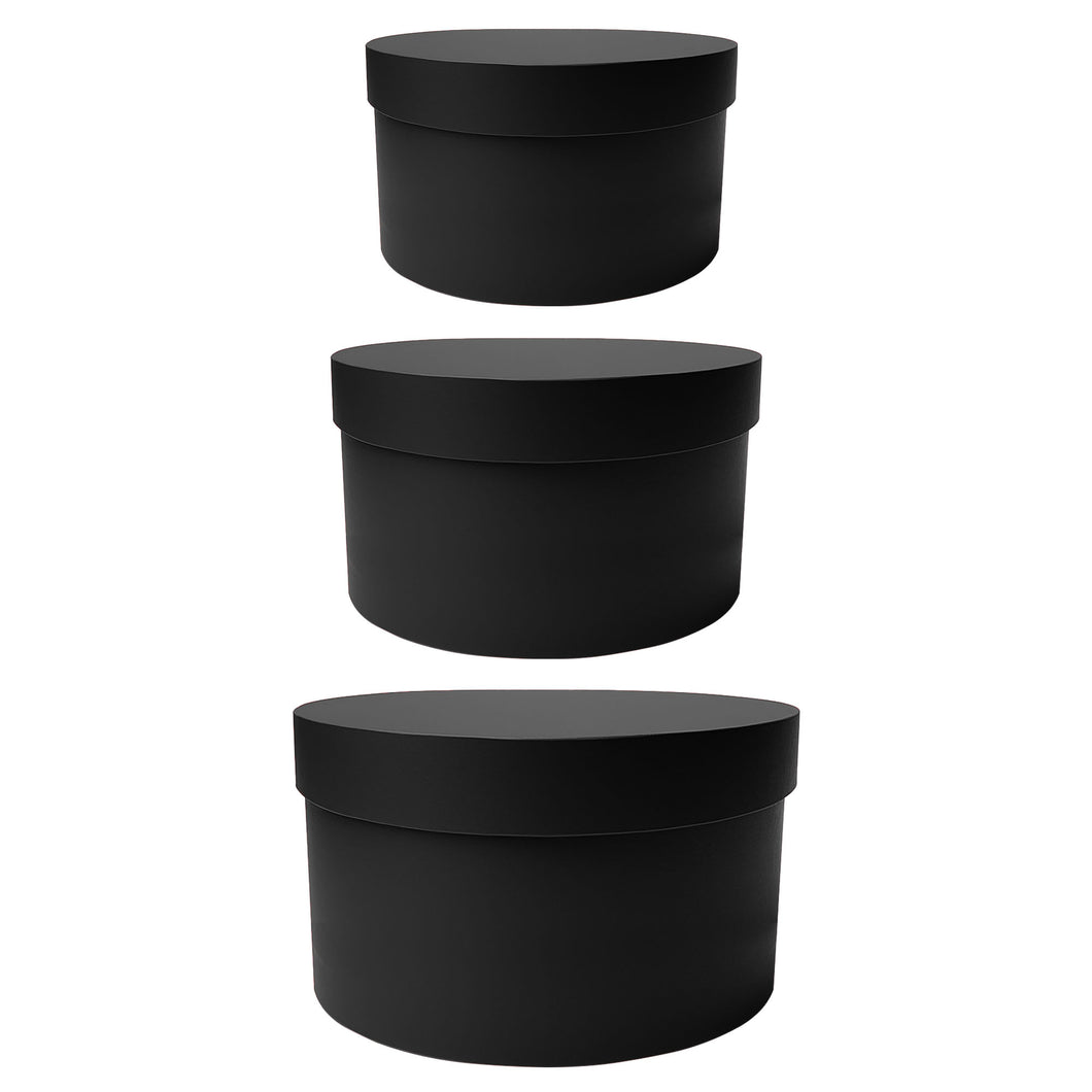 Round Gift Box Set - Black - 3 Sizes
