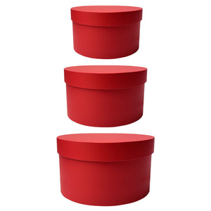 Round Gift Box Set - Red - 3 Sizes