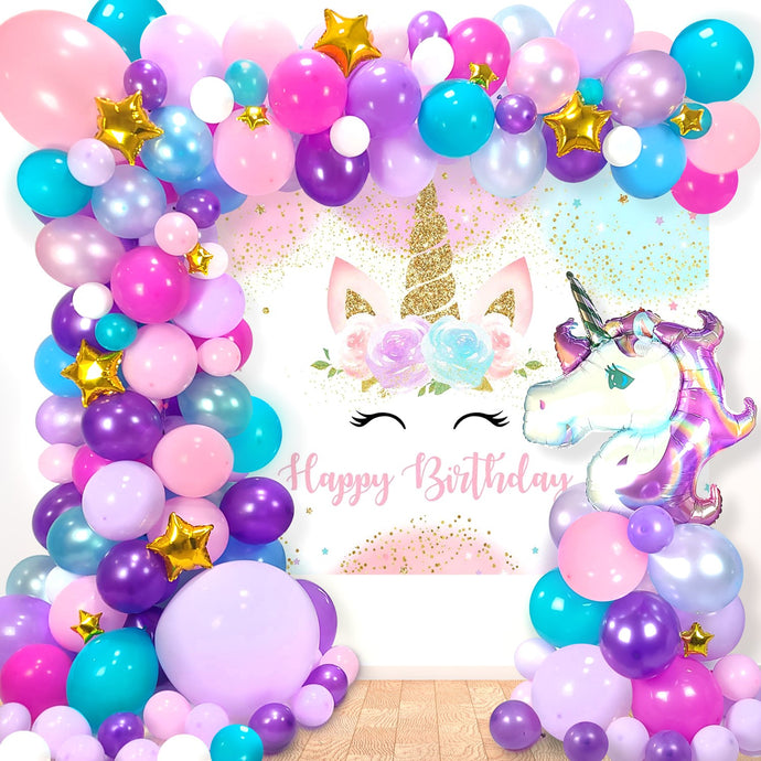 Unicorn Balloon Garland Kit | 120 Pack | Premium Unicorn Party Decoration | 14 Different Balloon Colors with 36