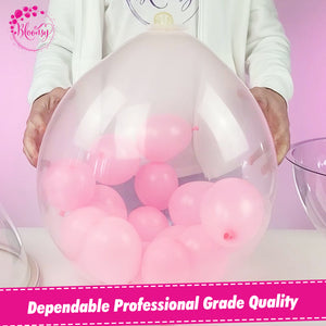 Bloonsy Pro-Grade 18-Inch Clear Latex Balloons (Pack of 10) - Extra-Wide Neck,  Balloons For Balloon Stuffing Machine