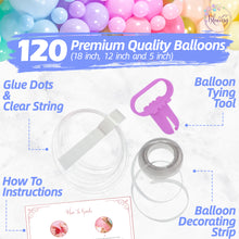 Load image into Gallery viewer, Pastel Balloon Garland Kit | 120 Pack | 8 Rainbow Colors, Chrome Gold Balloons